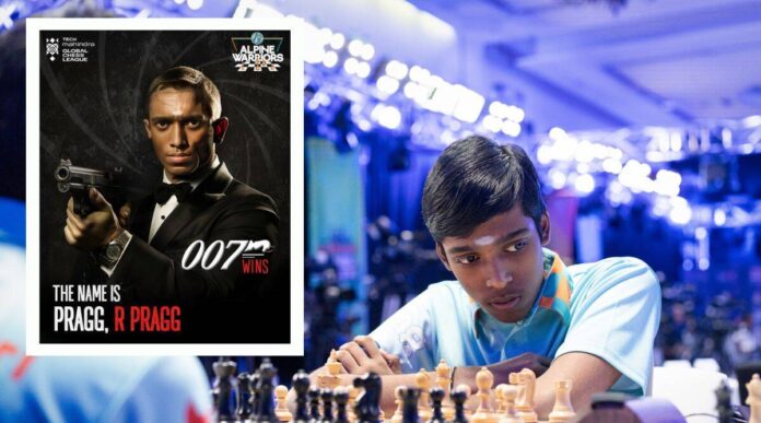 SG Alpine Warriors' Praggnanandhaa in a Global Chess League game.