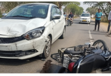 कार ने बाईक को मारी टक्कर, युवक घायल