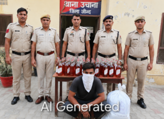 16 बोतल अवैध देसी शराब सहित युवक काबू , आबकारी अधिनियम के तहत मामला दर्ज